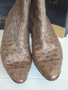 Ferrini Taupe Ostrich-Textured Ankle Boots